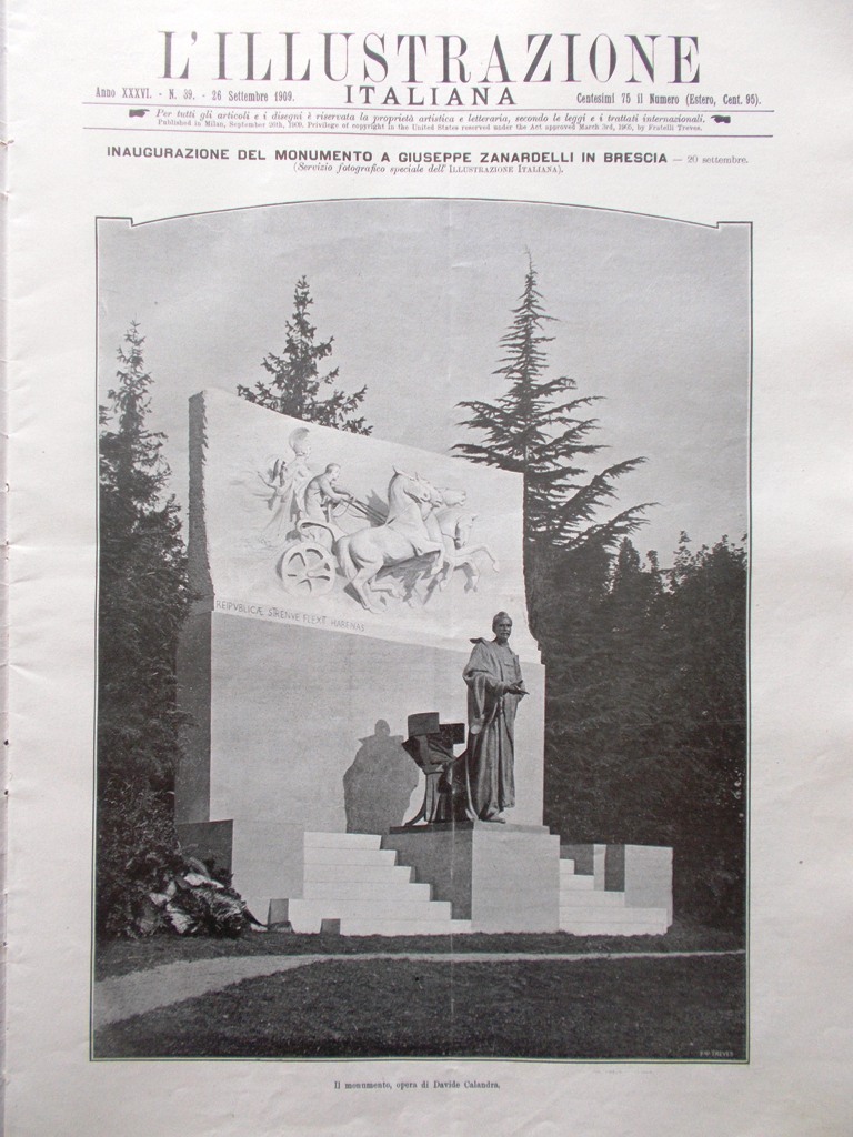 L'illustrazione Italiana 26 Settembre 1909 Zanardelli Tiepolo Circuito Brescia