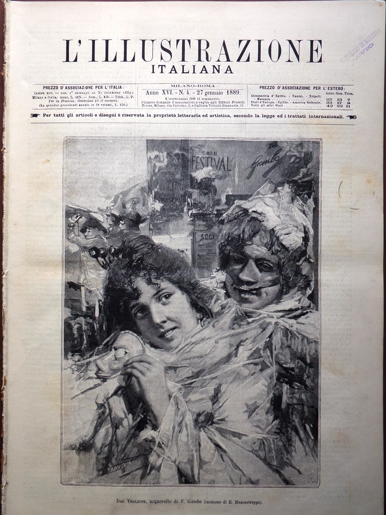 L'Illustrazione Italiana 27 Gennaio 1889 Atchinoff Gavazzi Dufferin Mecca Suez