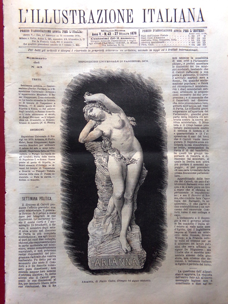 L'Illustrazione Italiana 27 Ottobre 1878 Ripetta Tombe Orvieto Mouchot Sole …