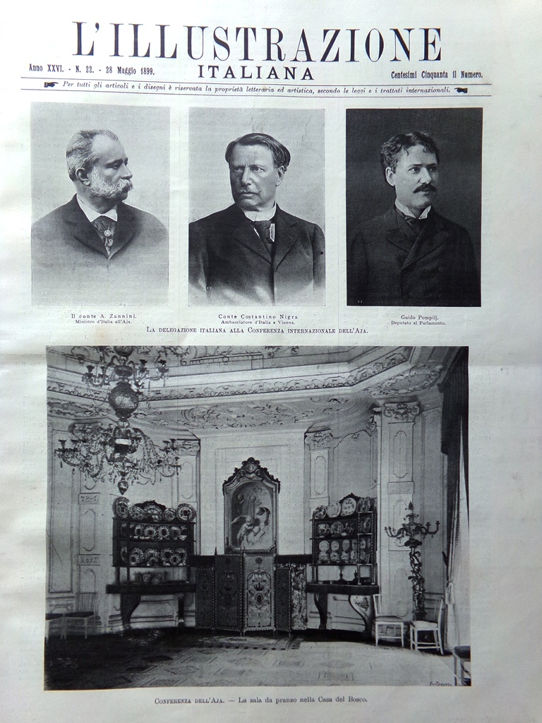 L'Illustrazione Italiana 28 Maggio 1899 Conferenza all'Aja Dreyfus Carrer Sciuti