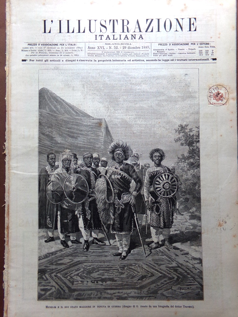 L'Illustrazione Italiana 29 Dicembre 1889 Menelik Narni Browning Borsa Mercurio