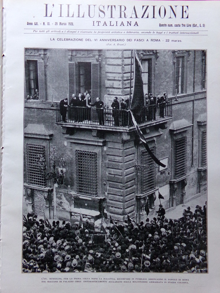L'Illustrazione Italiana 29 Marzo 1925 De Amicis Fasci Roma Castiglioni …