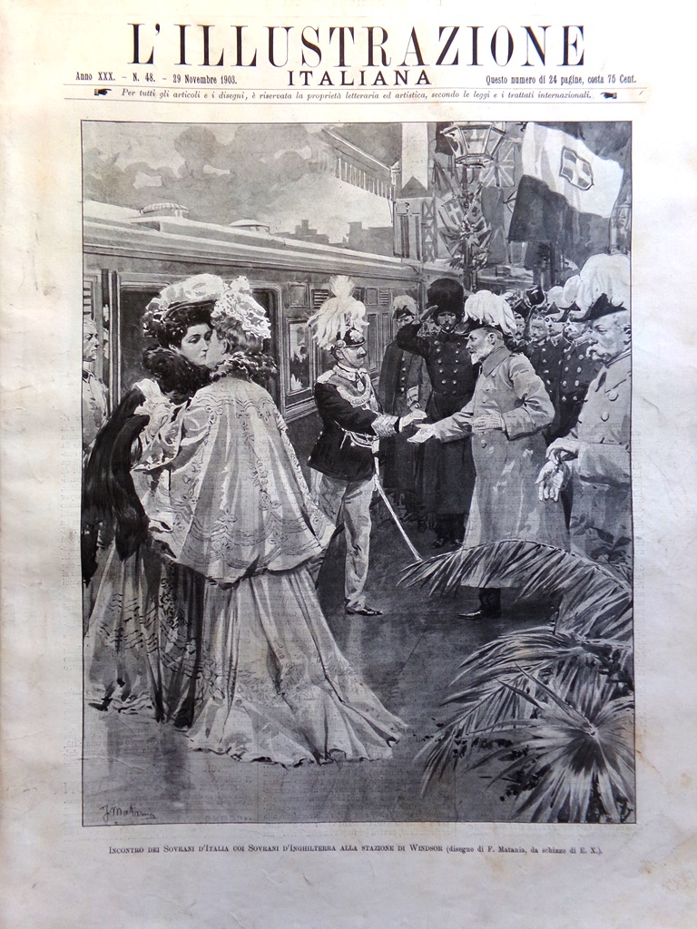 L'Illustrazione Italiana 29 Novembre 1903 Sovrani d'Italia Inghilterra Bettolo