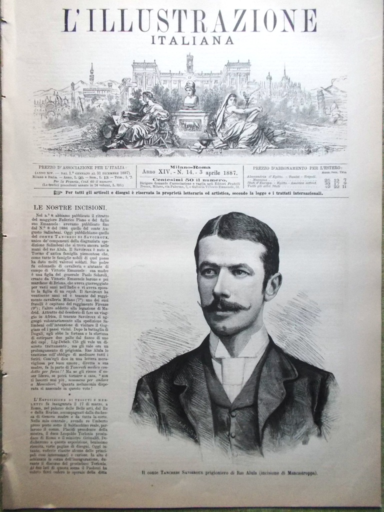 L'illustrazione Italiana 3 Aprile 1887 Casati Feval Kraszewski Vanderbilt Pascià