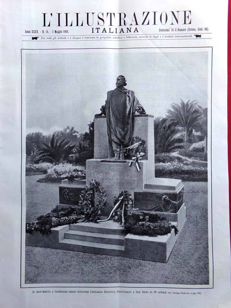 L'Illustrazione Italiana 3 Maggio 1908 Nave Fenice Garibaldi Sanremo Filosofia