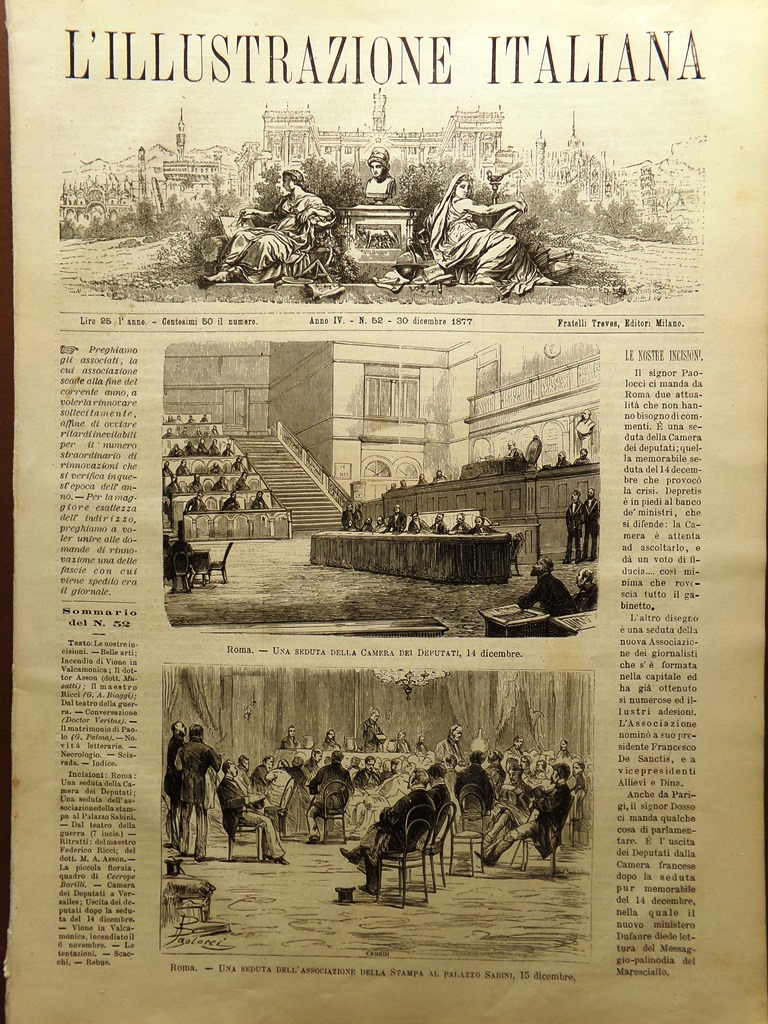 L'Illustrazione Italiana 30 Dicembre 1877 Incendio Vione Ricci Asson Versailles