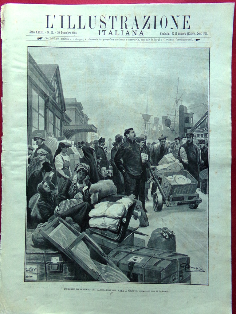 L'Illustrazione Italiana 30 Dicembre 1906 Sciopero Mare Genova Giocattoli Salomè