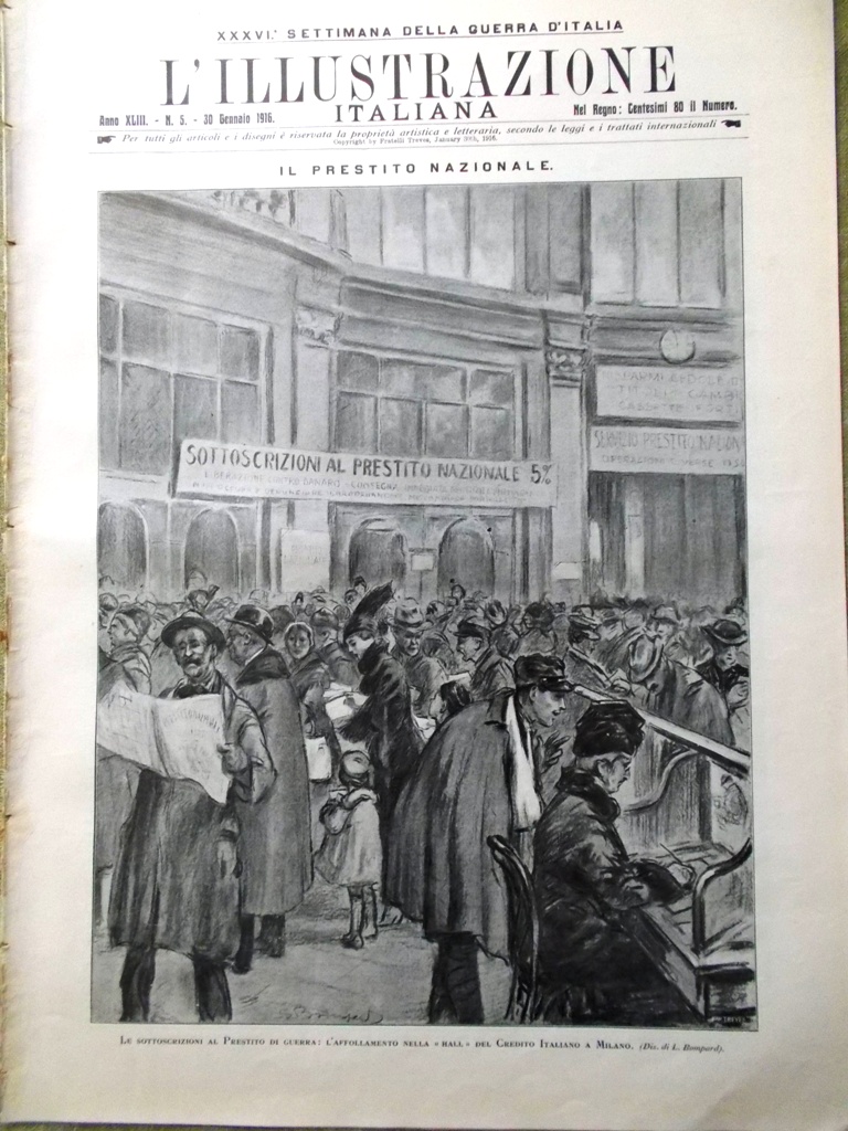 L'illustrazione Italiana 30 Gennaio 1916 WW1 D'Annunzio Ricordi Miraglia Gorizia