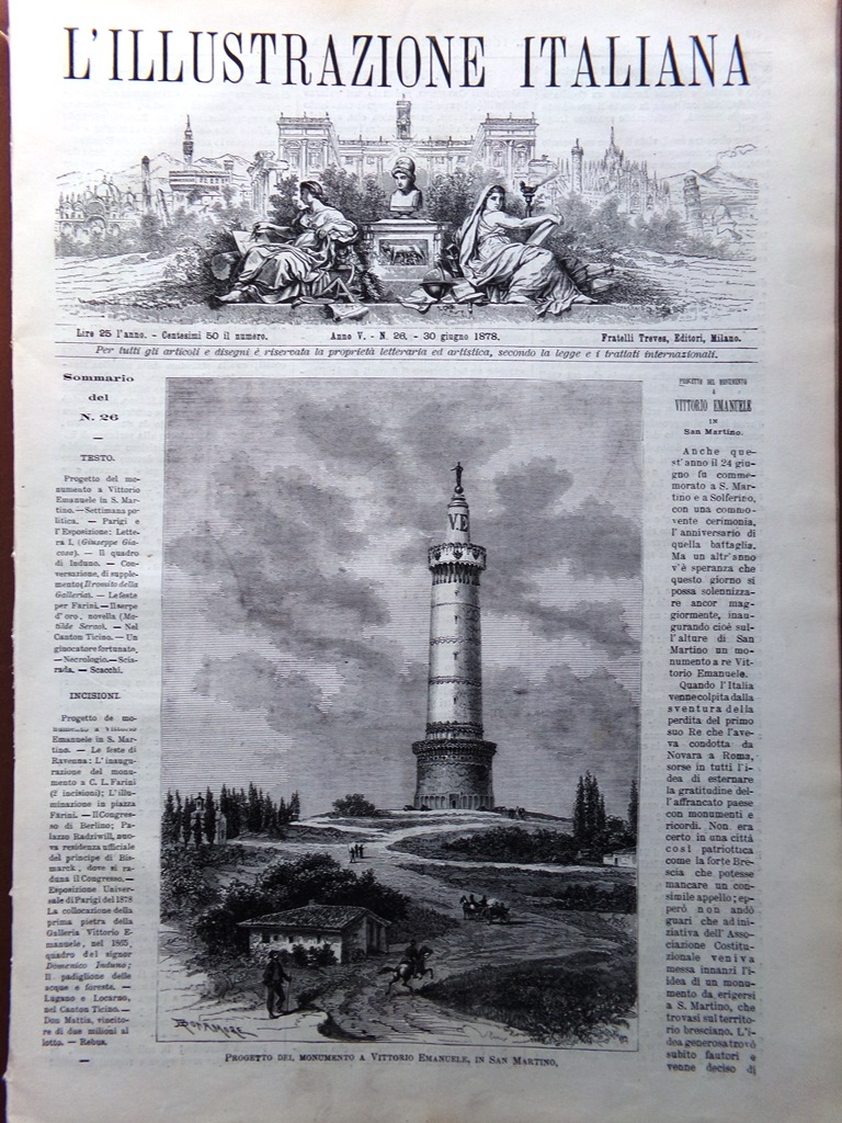 L'Illustrazione Italiana 30 Giugno 1878 Locarno Lugano Ravenna a Farini …