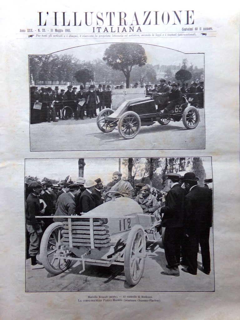 L'Illustrazione Italiana 31 Maggio 1903 Corsa Parigi Madrid Canea Borgo …