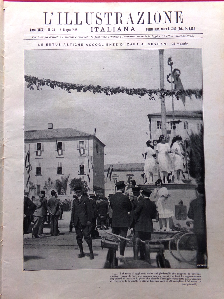 L'Illustrazione Italiana 4 Giugno 1922 Toti Toscanini Marghera Eucaristico Zara