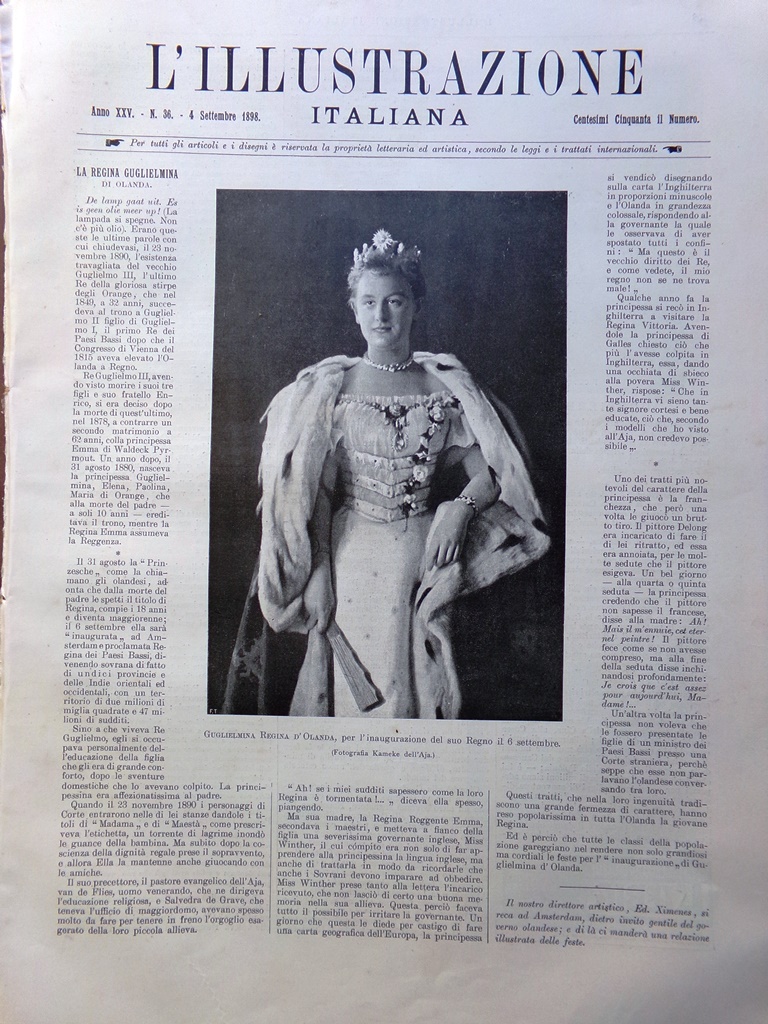 L'Illustrazione Italiana 4 Settembre 1898 Bonvicino Restauri Henry Guglielmina