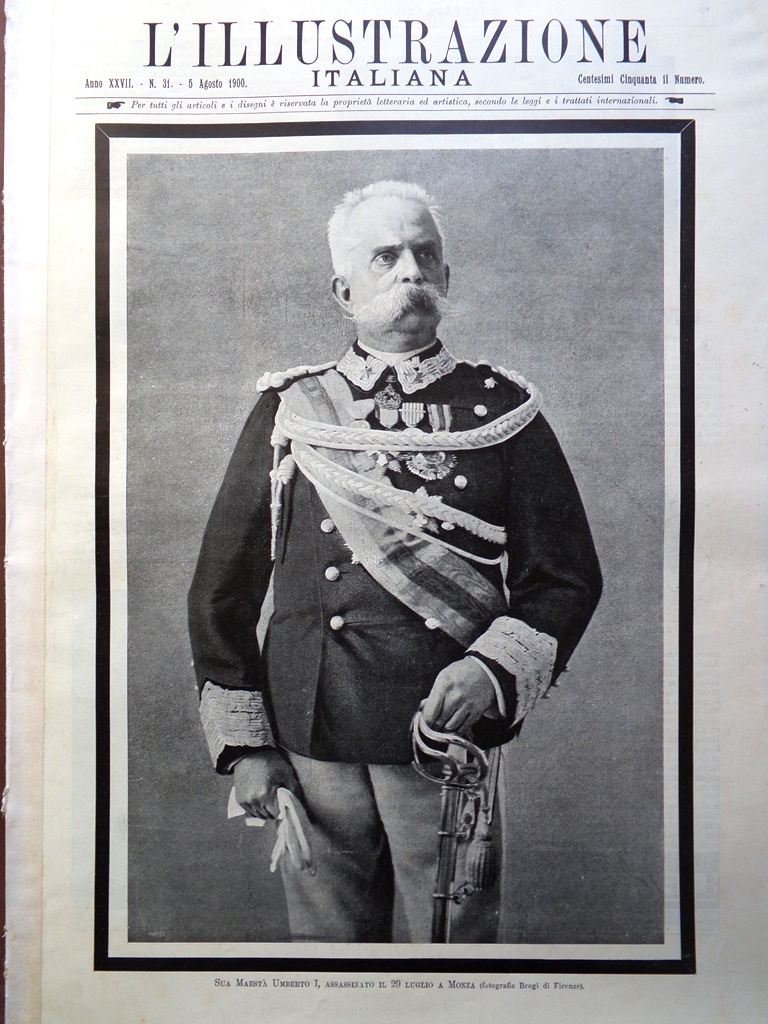 L'Illustrazione Italiana 5 Agosto 1900 Regicidio Umberto I a Monza …