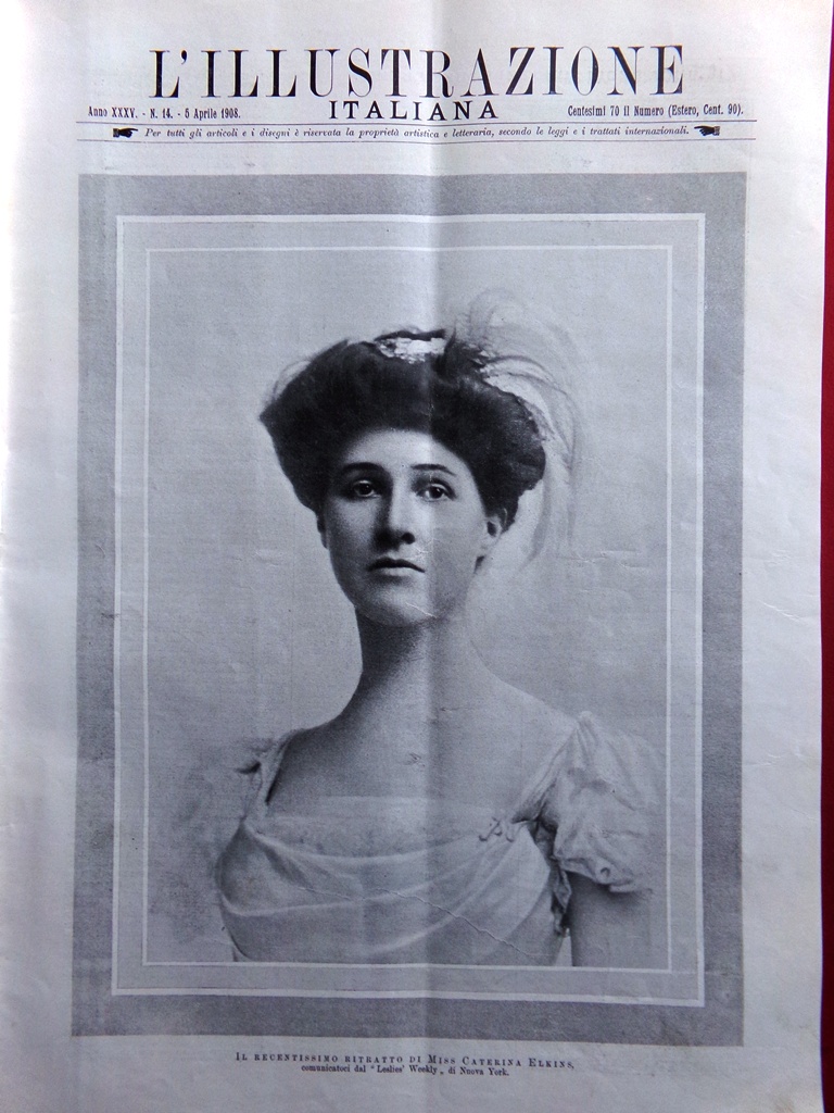 L'Illustrazione Italiana 5 Aprile 1908 Metropolitan Opera Caruso Fiera Bergamo