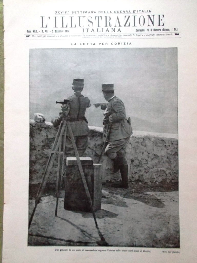 L'illustrazione Italiana 5 Dicembre 1915 WW1 Gorizia Capuana Tonale Paolini …