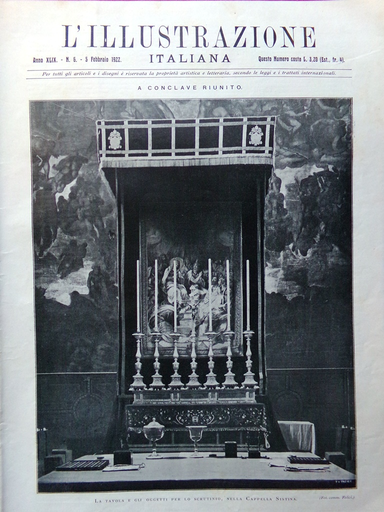L'Illustrazione Italiana 5 Febbraio 1922 Giovanni Verga Conclave Papa Shackleton
