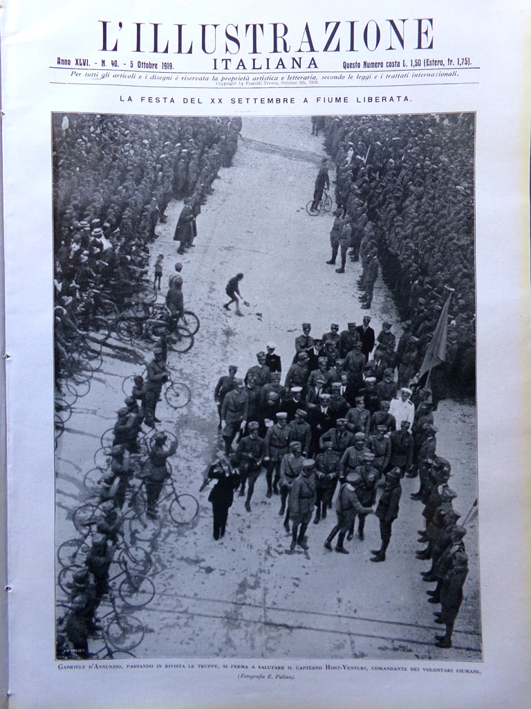 L'Illustrazione Italiana 5 Ottobre 1919 Feste Fiume Liberata Caffarelli Ungheria