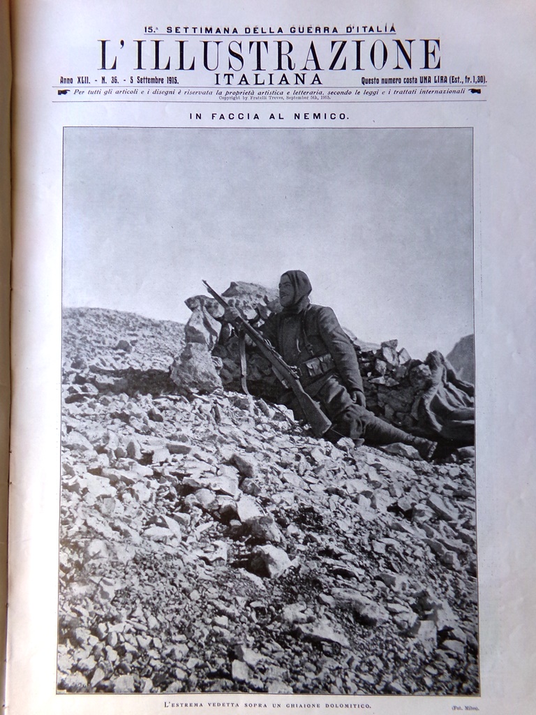 L'illustrazione Italiana 5 Settembre 1915 WW1 Monte Nero Valsugana Venezia …