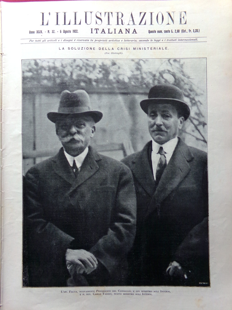 L'Illustrazione Italiana 6 Agosto 1922 Asiago Circo Krone Sciopero Milano …