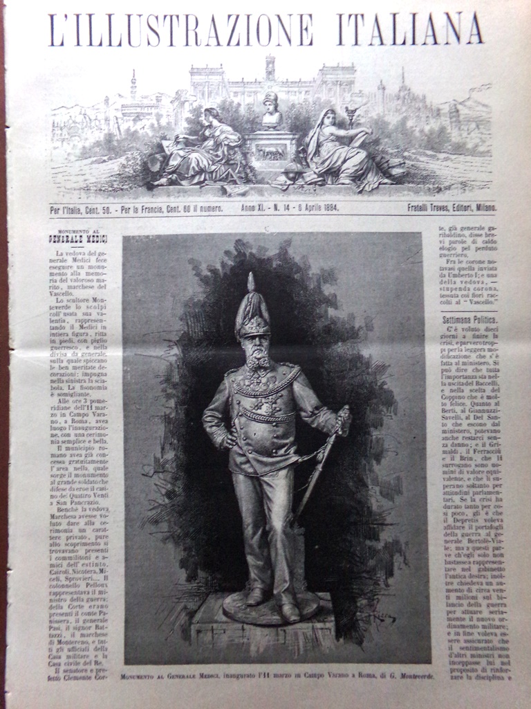 L'Illustrazione Italiana 6 Aprile 1884 Monumento Vittorio Emanuele Roma Brazzà