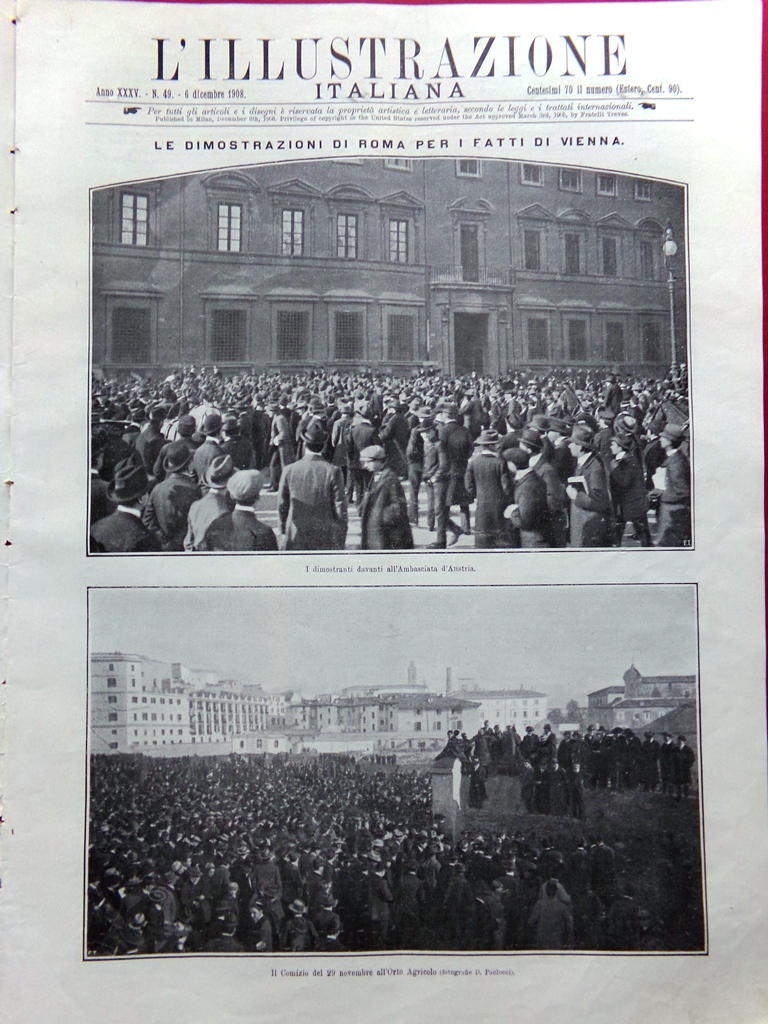 L'illustrazione Italiana 6 Dicembre 1908 Steinheil Trieste Faldella Pietri Roma