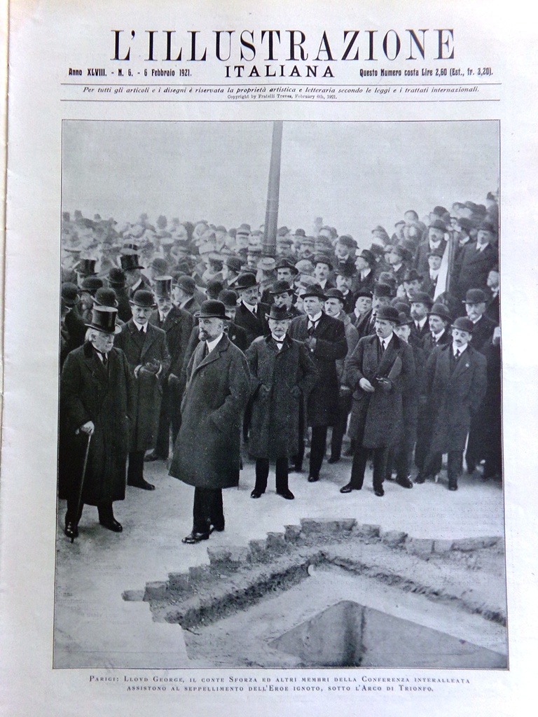 L'Illustrazione Italiana 6 Febbraio 1921 Milite Ignoto Sartorio D'Annunzio Siria