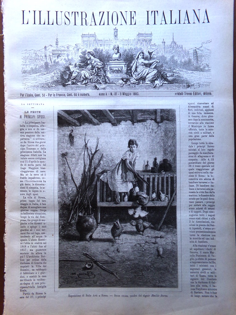 L'illustrazione Italiana 6 Maggio 1883 Tognetti e Coccapellier Bellini Sandeau