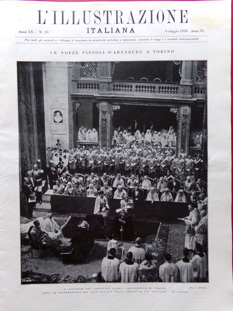L'Illustrazione Italiana 6 Maggio 1928 Nozze Pistoia d'Arenberg Bulgaria Torino