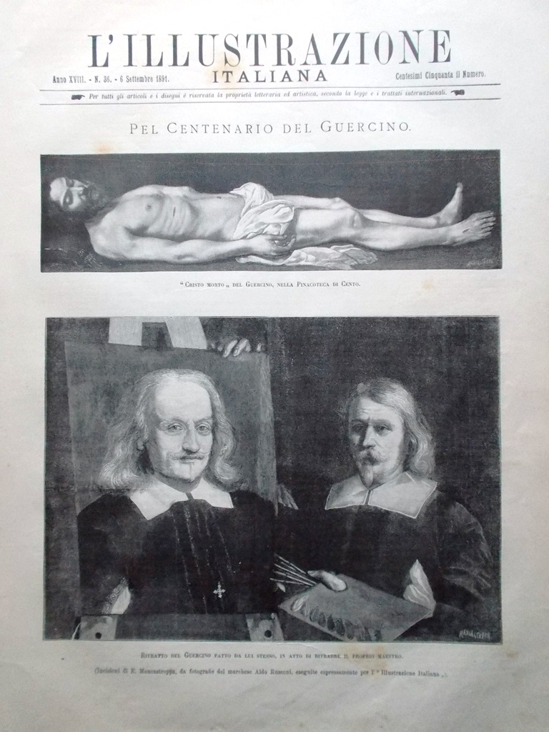 L'Illustrazione Italiana 6 Settembre 1891 Centenario Guercino Cento Sylva Praga
