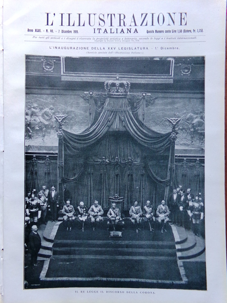 L'Illustrazione Italiana 7 Dicembre 1919 XXV Legislatura D'Annunzio Montecitorio