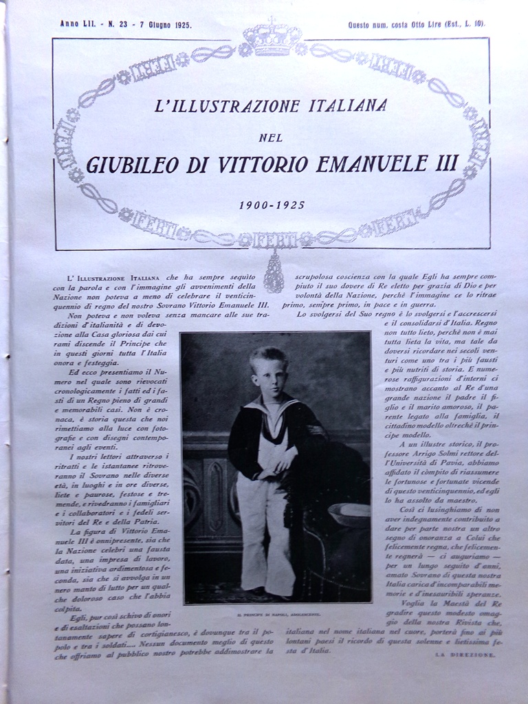 L'Illustrazione Italiana 7 Giugno 1925 Speciale Giubileo Vittorio Emanuele III