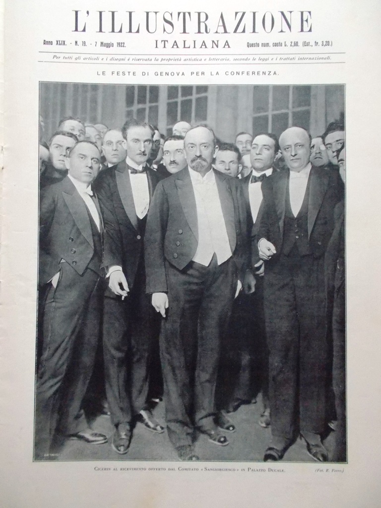 L'Illustrazione Italiana 7 Maggio 1922 Conferenza Feste Genova Deschanel Dempsey
