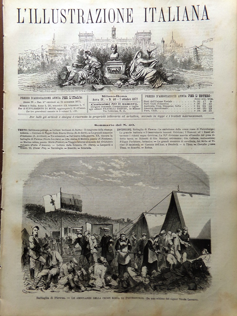 L'Illustrazione Italiana 7 Ottobre 1877 Battaglia di Plevna Thun Santini …