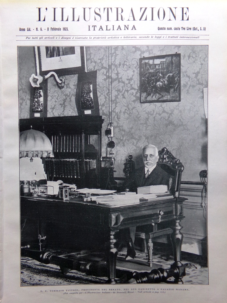 L'Illustrazione Italiana 8 Febbraio 1925 Senato Teatro di Vicenza Tagore …