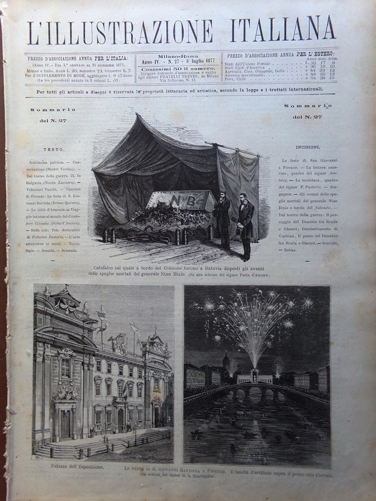 L'Illustrazione Italiana 8 Luglio 1877 San Giovanni a Firenze Singapore …