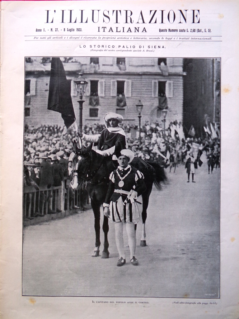 L'Illustrazione Italiana 8 Luglio 1923 Palio Siena Reggio Calabria Eruzione …