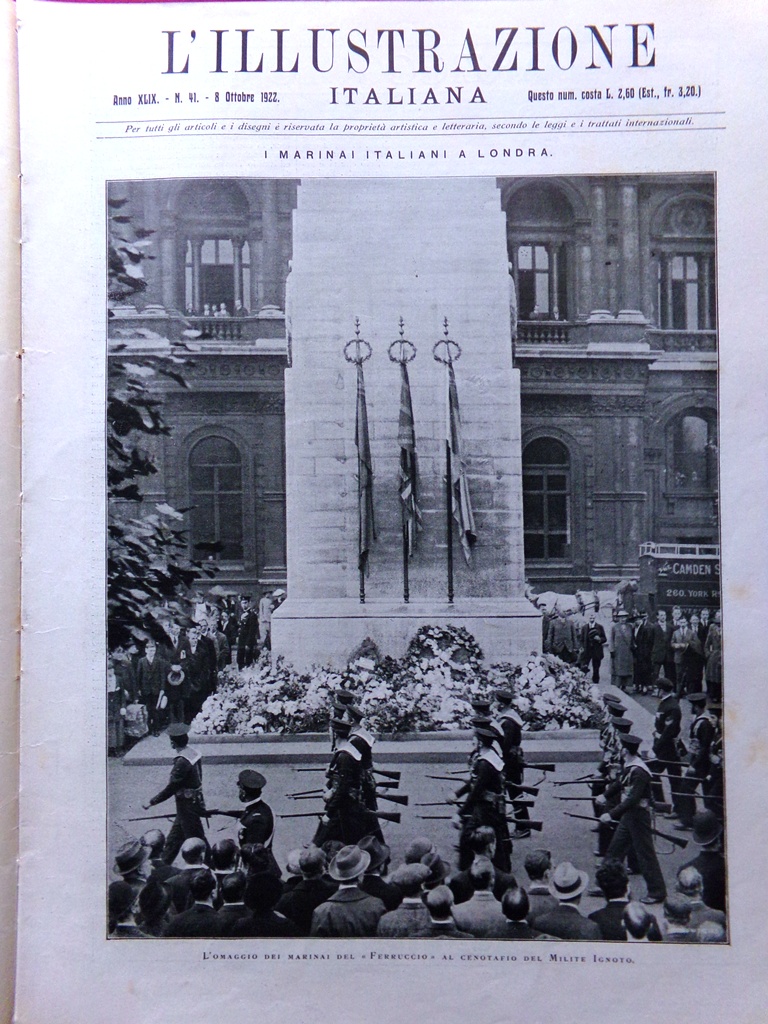 L'Illustrazione Italiana 8 Ottobre 1922 Polveriera a Falconara Smirne d'Annunzio