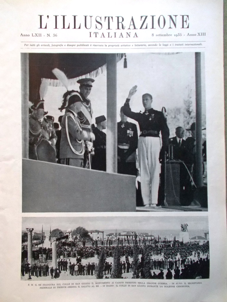 L'Illustrazione Italiana 8 Settembre 1935 Funerali Astrid Garbo Nuvolari Adige