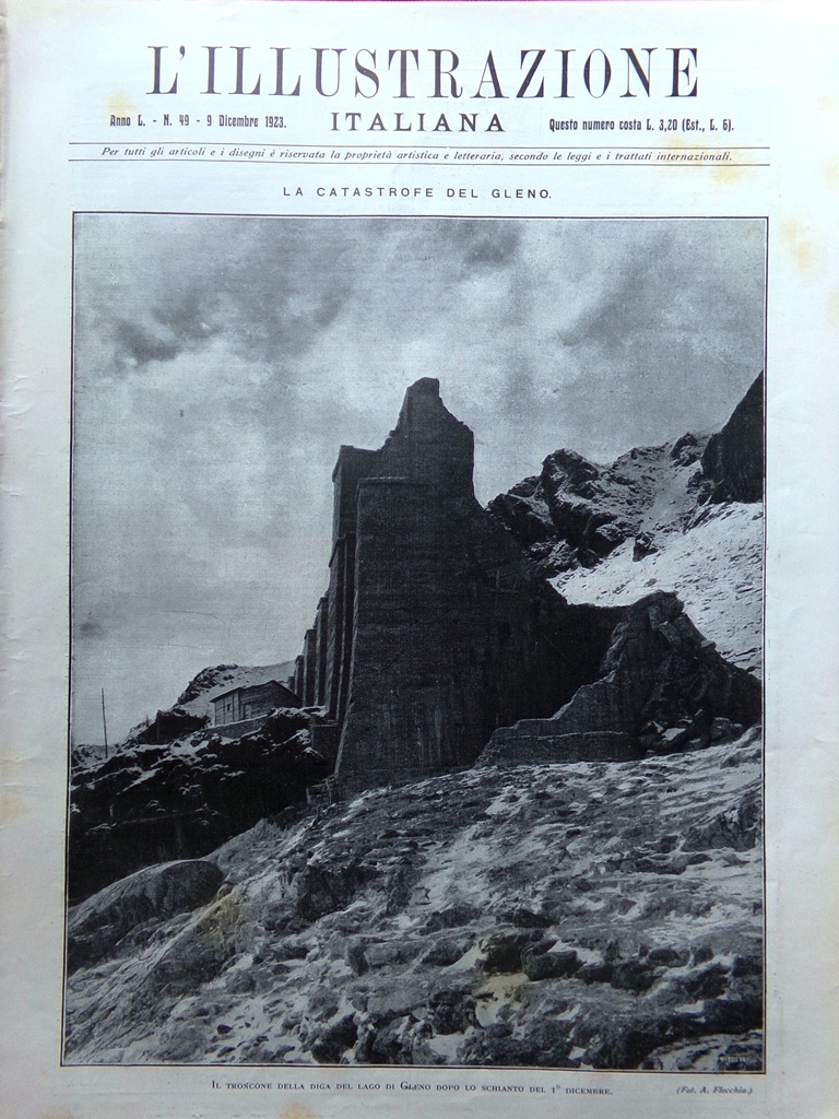 L'Illustrazione Italiana 9 Dicembre 1923 Disastro del Gleno Dezzo Scalve …
