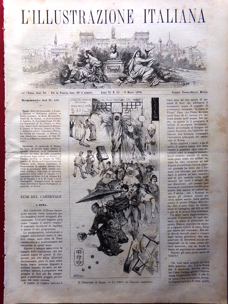 L'Illustrazione Italiana 9 Marzo 1879 Brescia Carnevale Roma Torino Duomo …