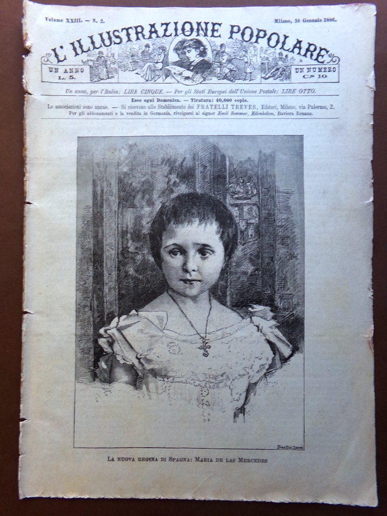 L'illustrazione Popolare 10 Gennaio 1886 Regina Spagna Parigi Coralli Mercedes