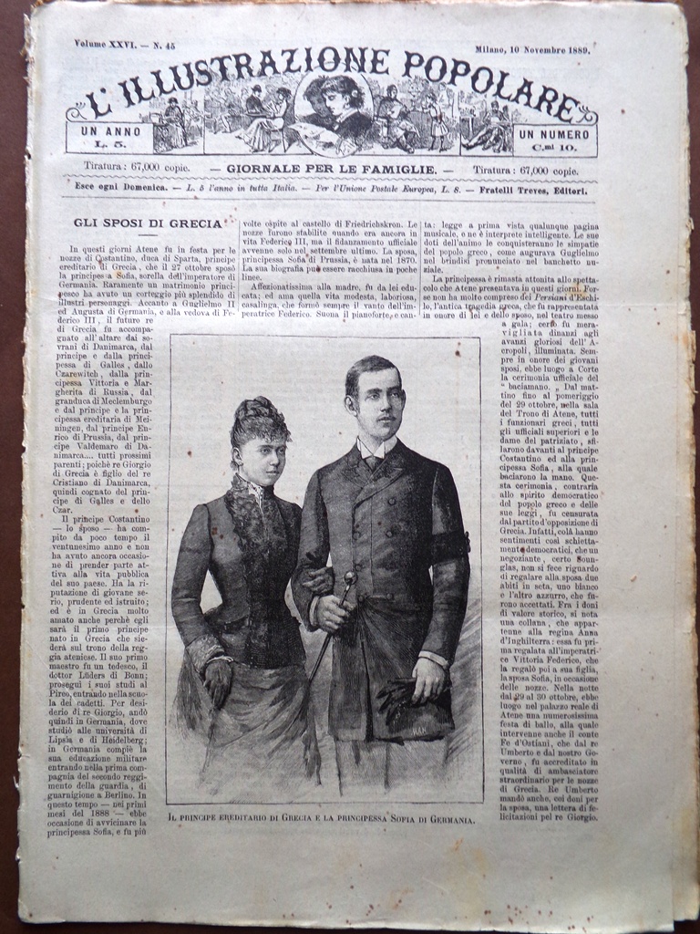 L'illustrazione Popolare 10 Novembre 1889 Augier Macchiaiole Isola Pasqua Grecia