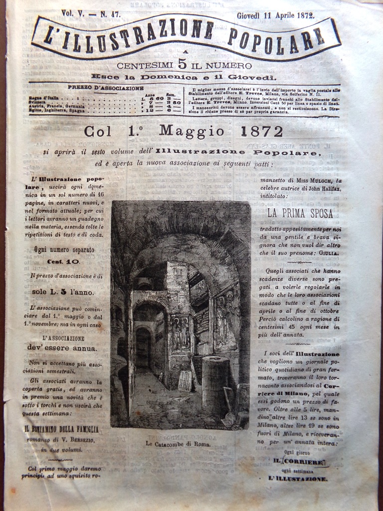 L'Illustrazione Popolare 11 Aprile 1872 Armi Antiche Ponte Galles Regina …