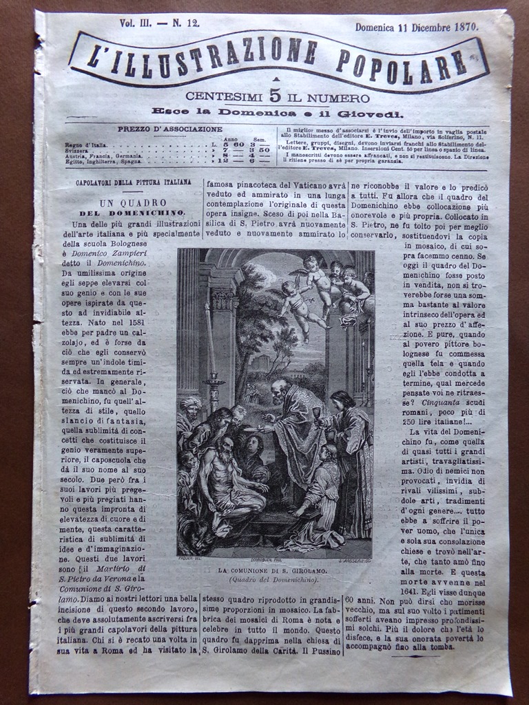 L'illustrazione Popolare 11 Dicembre 1870 Principe di Prussia Birreria a …