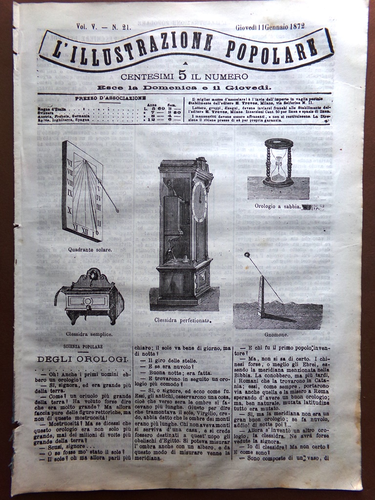 L'Illustrazione Popolare 11 Gennaio 1872 Canto Natale Orologi Rive Volga …