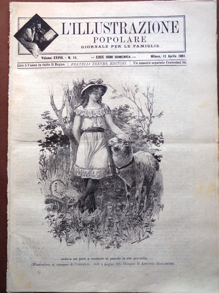 L'illustrazione Popolare 12 Aprile 1891 Naufragio Piroscafo Utopia Induno Milano
