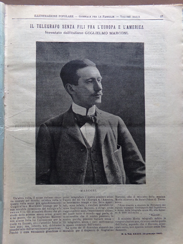 L'Illustrazione Popolare 12 Gennaio 1902 Telegrafo di Marconi Stefi Geyer …