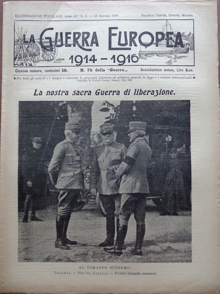 L'Illustrazione Popolare 13 Gennaio 1916 WW1 Tommaso Salvini Douglas Haig …