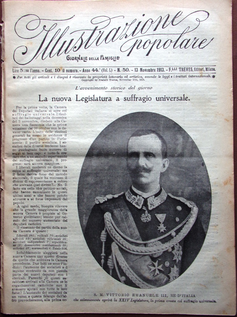 L'Illustrazione Popolare 13 Novembre 1913 Suffragio Universale Re Wagner Tripoli