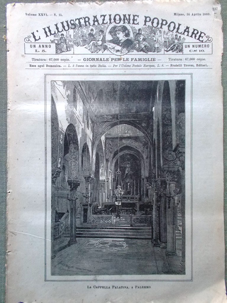 L'illustrazione Popolare 14 Aprile 1889 Palatina Palermo Finali Rame Gesù …